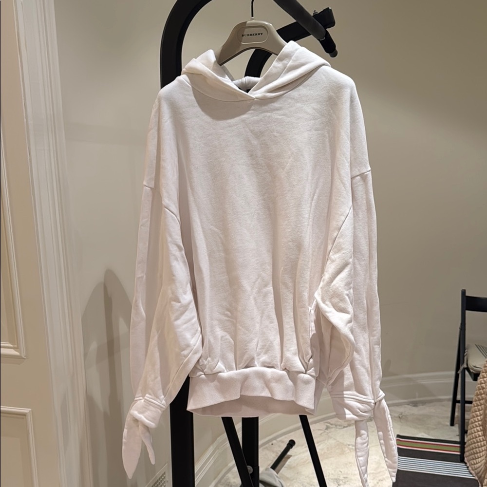 White Hoodie with Tie Details